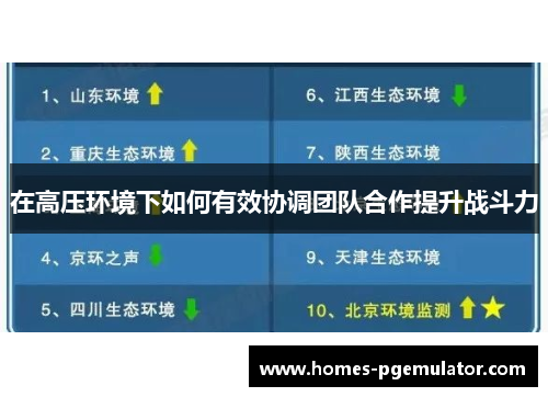 在高压环境下如何有效协调团队合作提升战斗力